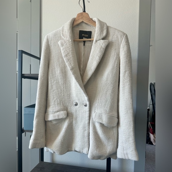 Maje Textured Cream Jacket - Picture 3 of 16